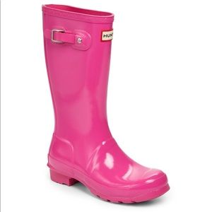 Girls Hunter Tall Rain Boots Size 3 Pink
